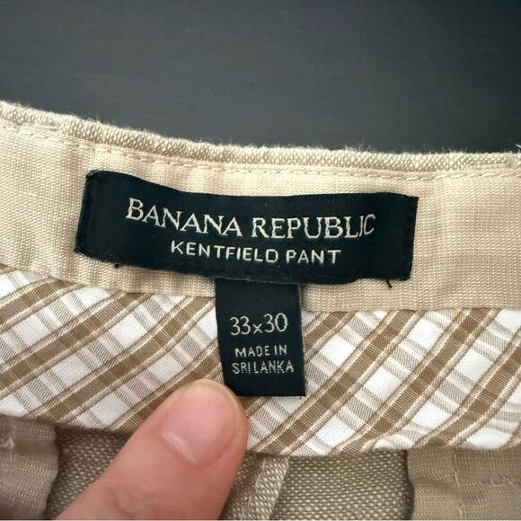 Banana Republic Kentfield Pants Mens 33x30 Tan Linen Blend Casual Preppy Office - Picture 8 of 12